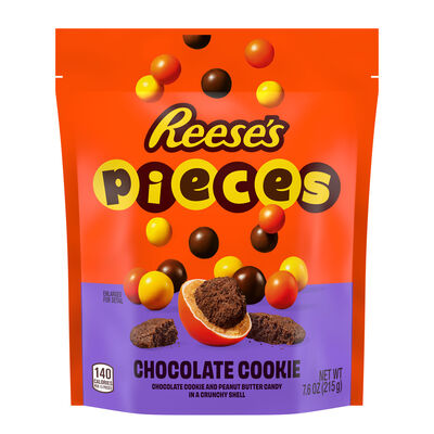 REESE'S PIECES Chocolate Cookie and Peanut Butter in a Crunchy Shell Candy Bag, 7.6 oz