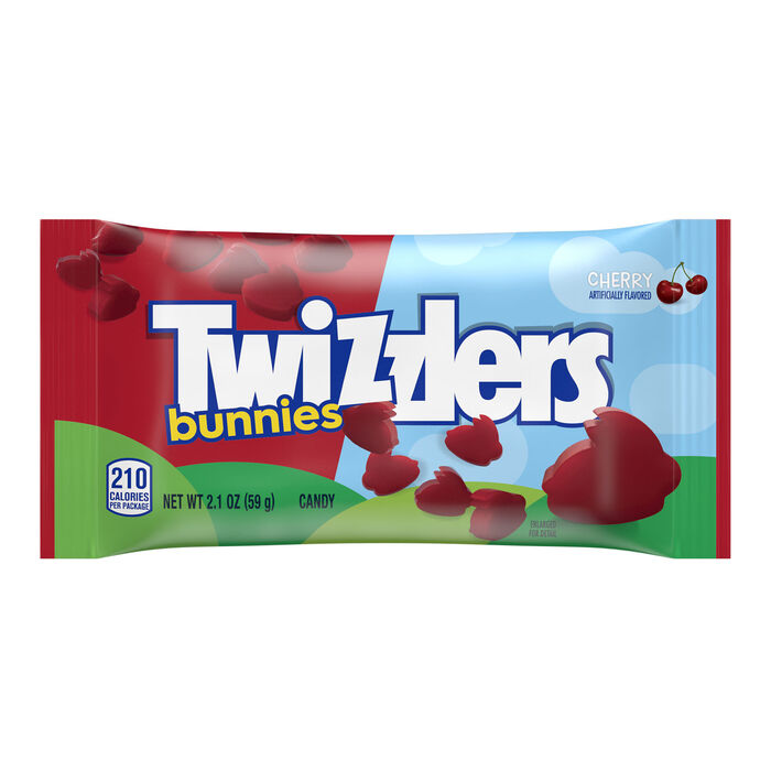 Image of TWIZZLERS Cherry Flavored Bunnies, Easter Candy Bags, 2.1 oz (18 Count) Packaging