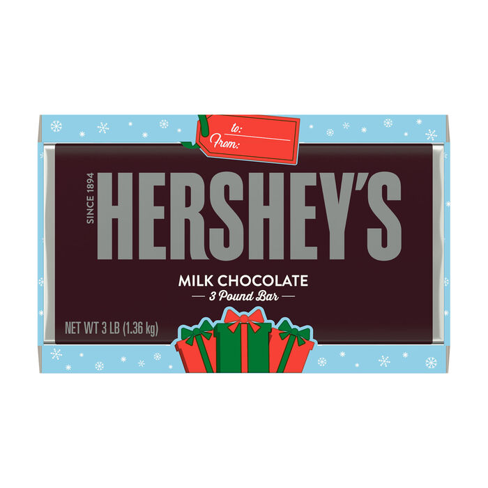 Image of HERSHEY'S Milk Chocolate Christmas Candy Bulk Bar, 3 lb Packaging