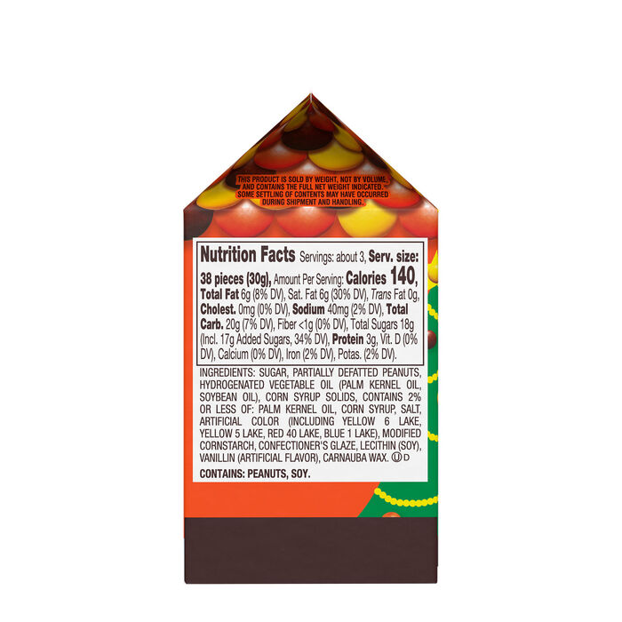 Image of REESE'S PIECES Christmas Candy Carton, 3 oz Packaging
