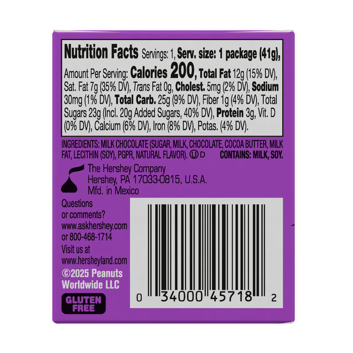 Image of HERSHEY'S KISSES Snoopy&trade; and Friends Solid Milk Chocolate Valentine's Candy Gift Boxes, 1.45 oz (6 Count) Packaging