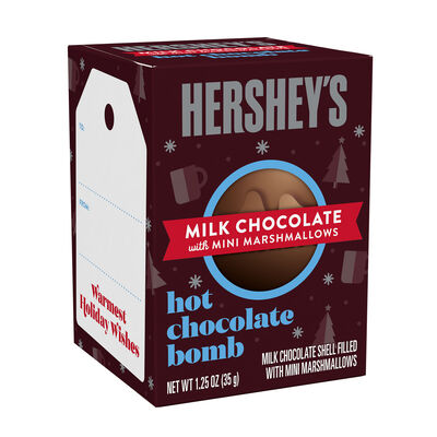 HERSHEY'S Milk Chocolate Mini Marshmallows Hot Chocolate Bomb, Christmas , Candy Gift Box, 1.45 oz