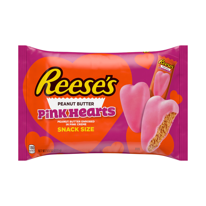 Image of Valentine's REESE'S Pink Creme Peanut Butter Hearts 9.6 oz. Bag Packaging
