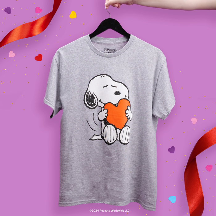 Image of Peanuts™ Valentine Snoopy Hugging Heart T-Shirt Packaging