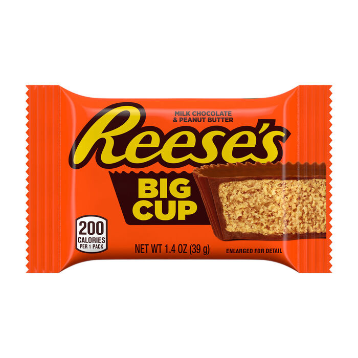 Image of REESE'S BIG CUP Milk Chocolate Peanut Butter Cups Standard Size 1.4 oz Candy Bar Packaging