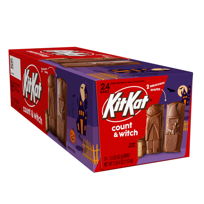Image of KIT KAT&reg; Milk Chocolate Wafer Count and Witch, Halloween Candy Bar, 1.5 oz Packaging