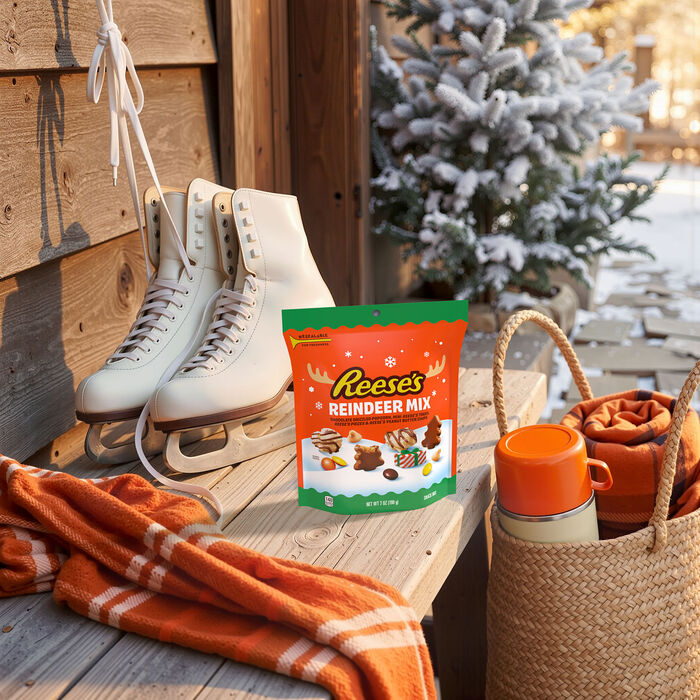 Image of REESE'S Reindeer Mix Assorted, Christmas , Snack Mix Bag, 7 oz Packaging