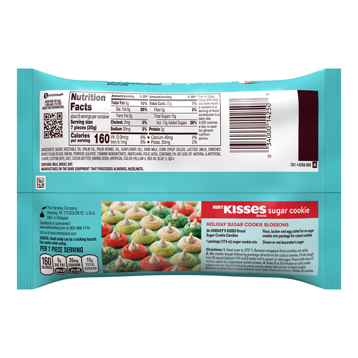 Image of HERSHEY'S KISSES Sugar Cookie Flavored, Christmas , Candy Bag, 8 oz Packaging