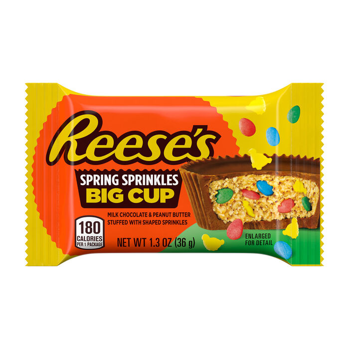 Image of REESE'S Big Cup with Sprinkles Milk Chocolate Peanut Butter Cup, Easter Candy Packs, 1.3 oz (16 Count) Packaging