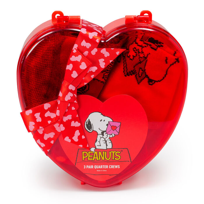 Image of Snoopy™ 3-Pack Valentine's Socks Set Packaging