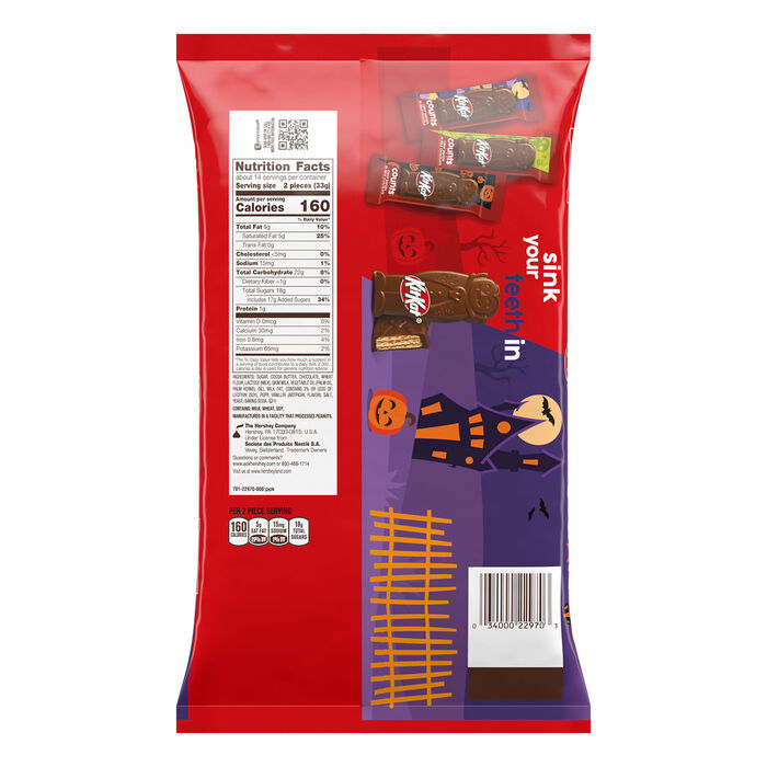 Image of KIT KAT® Milk Chocolate Wafer Snack Size Halloween Counts, 16.52 oz Jumbo Candy Bag Packaging