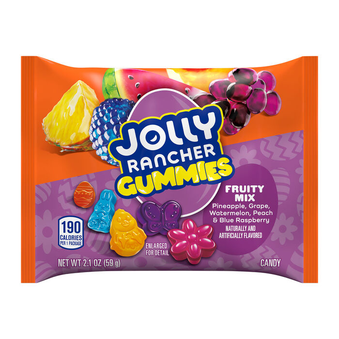 Image of JOLLY RANCHER Fruity Mix Easter Gummies, 2.1 oz (18 Count) Packaging