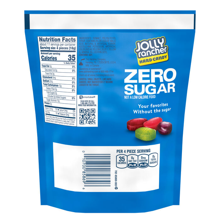 Image of JOLLY RANCHER Zero Original Flavors Hard Candy 6.1oz Candy Bag Packaging