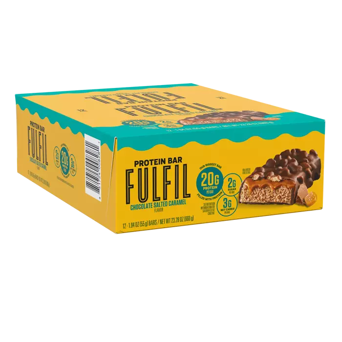 Image of FULFIL Chocolate Salted Caramel Flavor Protein Bar Box, 1.94 oz ea. (12 count) Packaging