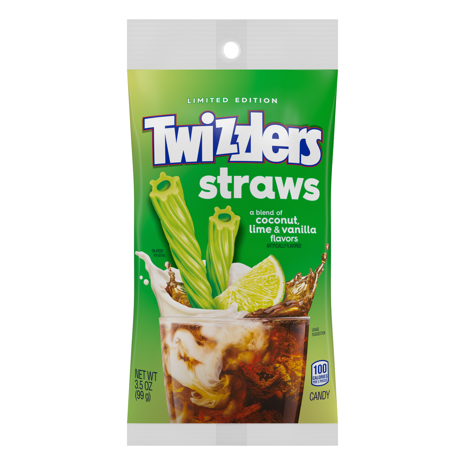 Twizzlers Straws, Coconut, Lime & Vanilla, 3.5 oz.