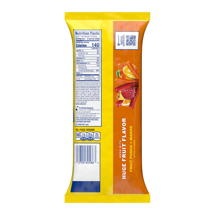 Image of JOLLY RANCHER Ropes Fruit Punch and Mango Flavored Candy Bag, 10 oz Packaging