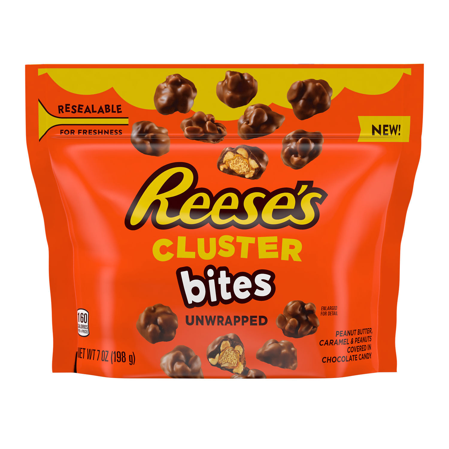 REESE'S CLUSTER BITES Peanut Butter, Caramel and Peanuts Candy Bag, 7 oz