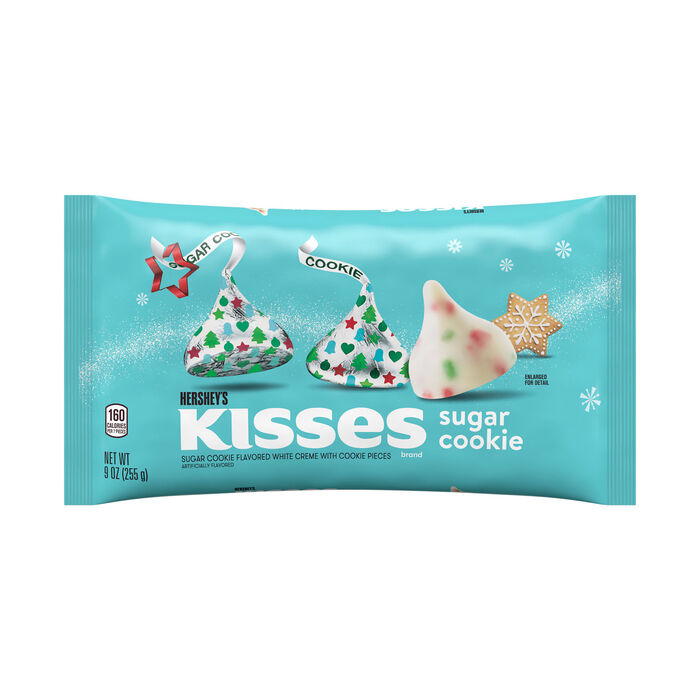 Image of HERSHEY'S KISSES Sugar Cookie Flavored White Creme, Christmas , Candy Bag, 9 oz Packaging