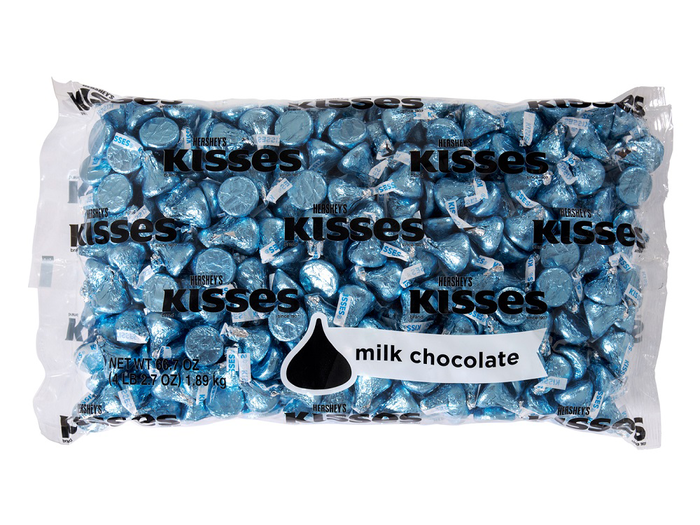 Image of KISSES Milk Chocolates in Light Blue Foils - 4.16 lbs. [4.16 lb. bag] Packaging