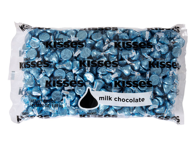 KISSES Milk Chocolates in Light Blue Foils - 4.16 lbs.