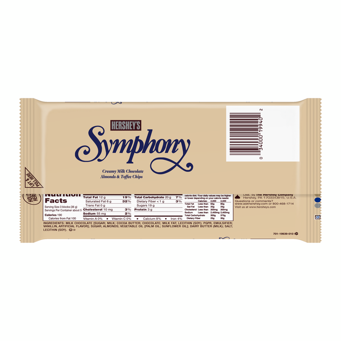 Image of SYMPHONY Milk Chocolate with Almonds & Toffee Chips Giant (6.8 oz.) Bar Packaging