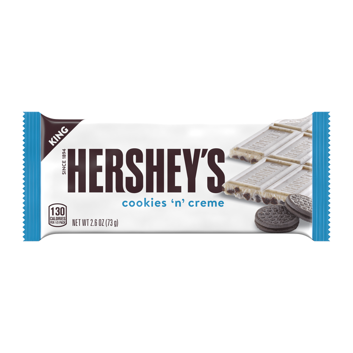 Image of HERSHEY'S COOKIES 'N' CREME King Size Candy Bar, 2.6 oz Packaging