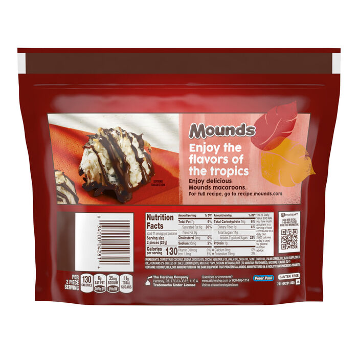 Image of MOUNDS Dark Chocolate Coconut Miniatures 10.30oz Candy Bag Packaging