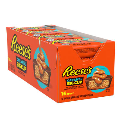 REESE'S BIG CUP Milk Chocolate Peanut Butter Cups with Caramel, 1.4 oz (16 Count)