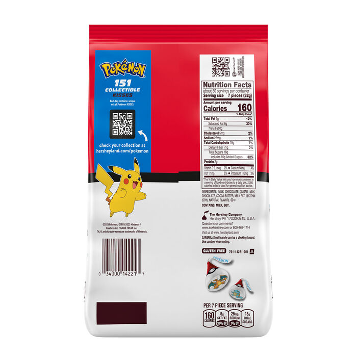 Image of HERSHEY'S KISSES Milk Chocolate Pokémon Candy Party Pack, 34.1 oz Packaging