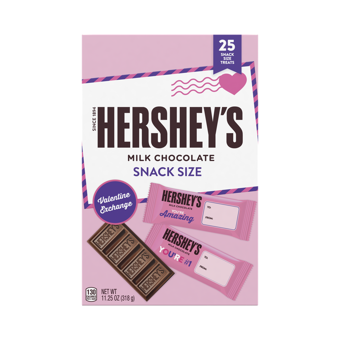 Image of HERSHEY'S Milk Chocolate Valentine's Exchange Snack Size Box, 11.25 oz. Packaging