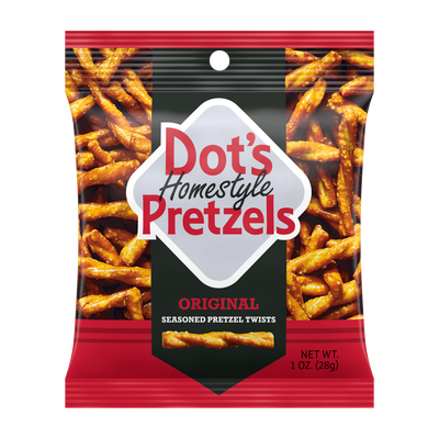 Image of DOT'S HOMESTYLE PRETZELS Original Seasoned Pretzel Twists, 1oz bag Packaging