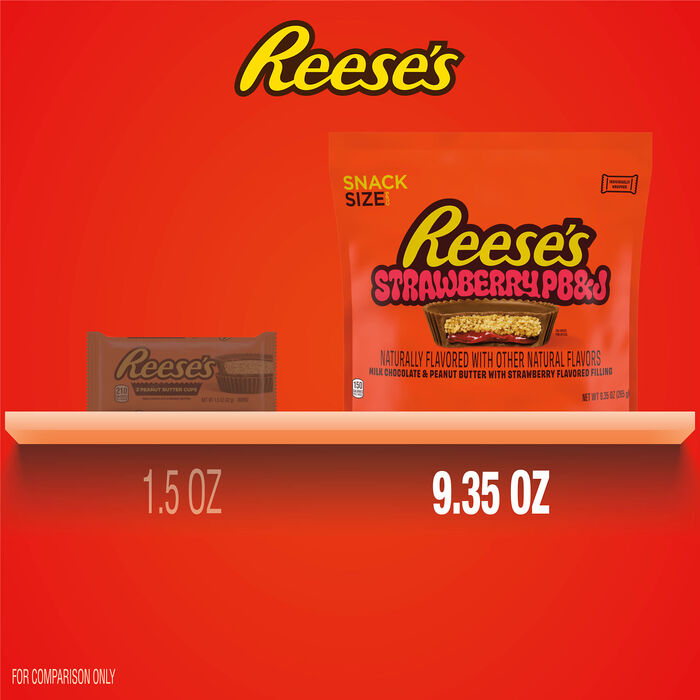 Image of REESE'S PB&J Strawberry Milk Chocolate Snack Size Peanut Butter Cups, 9.35 oz Packaging