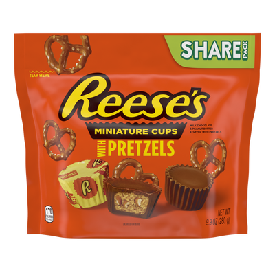 REESE’S with Pretzels Miniatures Milk Chocolate Peanut Butter Cups, 9.9 oz bag