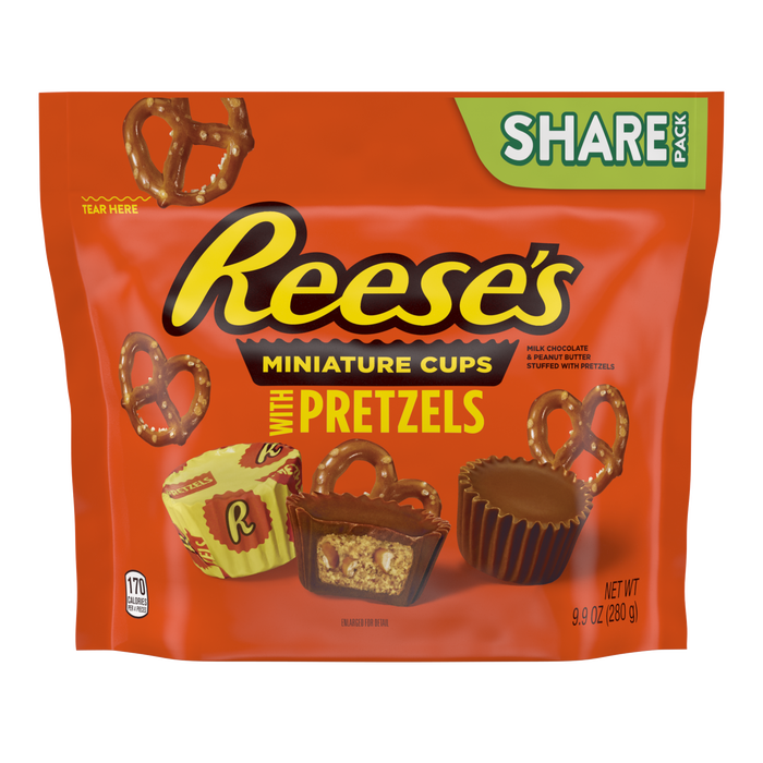 Image of REESE’S with Pretzels Miniatures Milk Chocolate Peanut Butter Cups, 9.9 oz bag Packaging