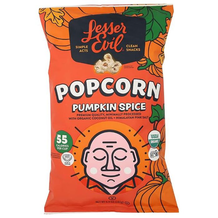 Image of LesserEvil Pumpkin Spice Popcorn 6.4oz Packaging