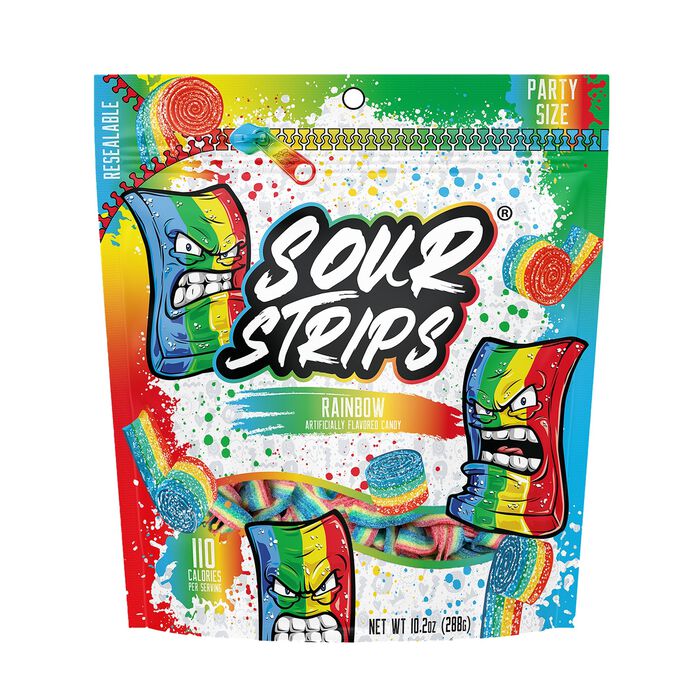Image of Sour Strips Rainbow Candy Party Bag, 10.2oz Packaging