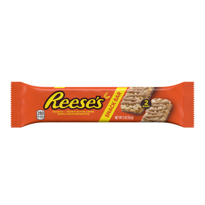 Image of REESE'S Peanuts and Peanut Butter Creme Whole Grain Rice Snack 2 oz Bar Packaging