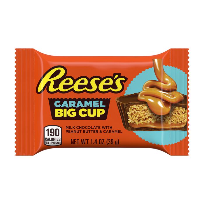 Image of REESE'S BIG CUP Milk Chocolate Peanut Butter Cups with Caramel, 1.4 oz (16 Count) Packaging