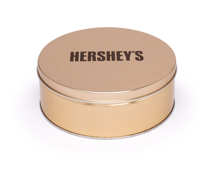 Image of HERSHEY'S Gold Gift Tin Mixed Chocolate 2lb Packaging