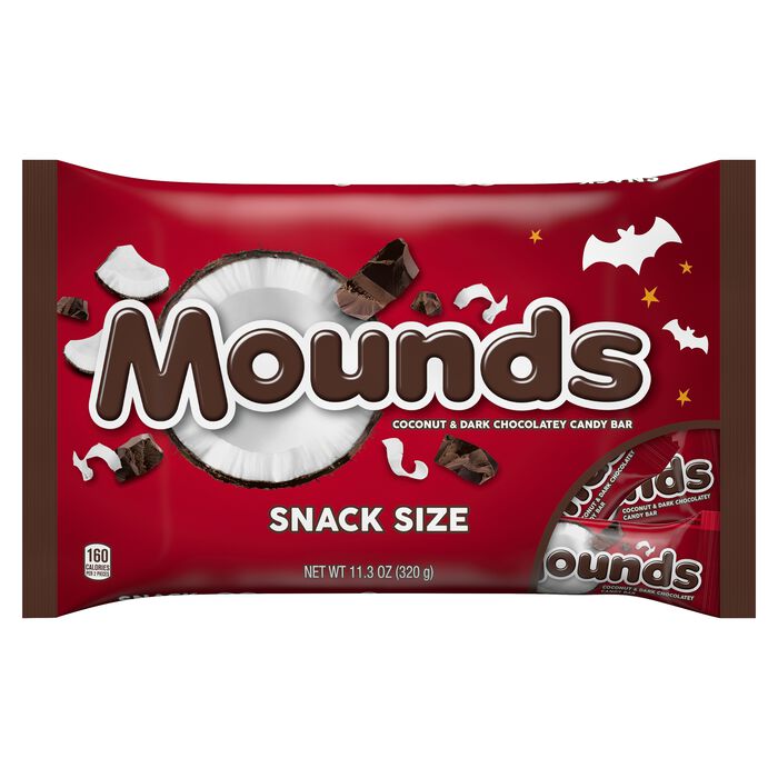 Image of MOUNDS Dark Chocolate and Coconut Snack Size, Candy Bars Bag, 11.3 oz Packaging