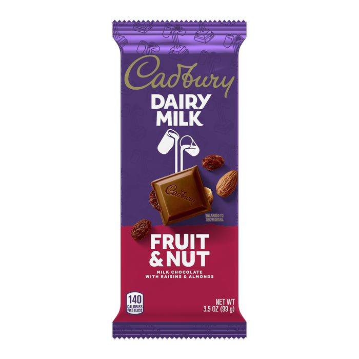 Image of CADBURY FRUIT & NUT Milk Chocolate X-Large Bar, 3.5 oz Packaging