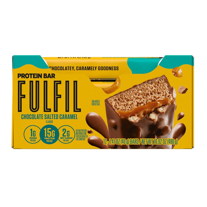 Image of FULFIL Chocolate Salted Caramel Flavored Protein Bars, 1.41 oz (12 Count) Packaging