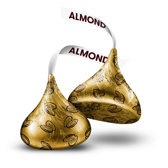 Image of KISSES Milk Chocolates with Almonds 10oz Candy Bag Packaging