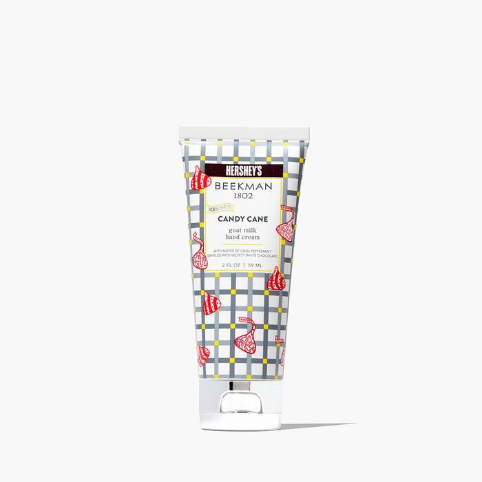 Image of Limited-Edition Beekman 1802 x HERSHEY'S KISSES Candy Cane Hand Cream 2 oz Packaging