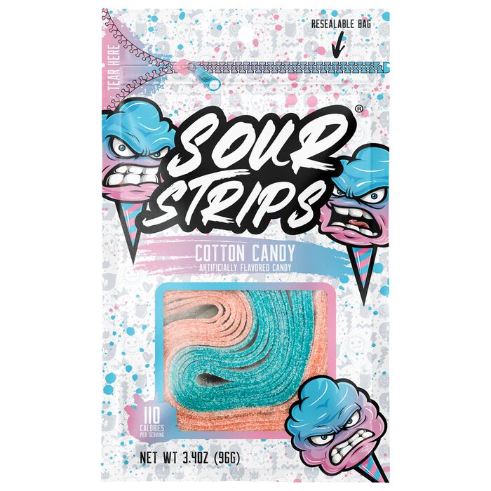 Image of Sour Strips Cotton Candy Peg Bag, 3.4oz Packaging