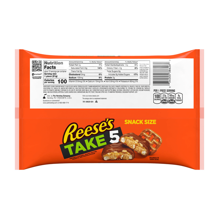 Image of REESE'S TAKE 5 Bar Snack Size - 10 oz. Bag Packaging