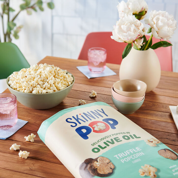Image of SKINNYPOP Truffle Olive Oil Flavored, Gluten Free Popcorn Bag, 8.7 oz Packaging