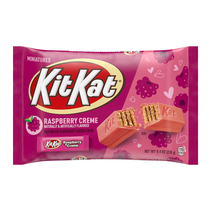 Image of KIT KAT® Miniatures Raspberry Flavored Creme Wafer, Valentine's Day, Candy Bag, 8.4 oz Packaging