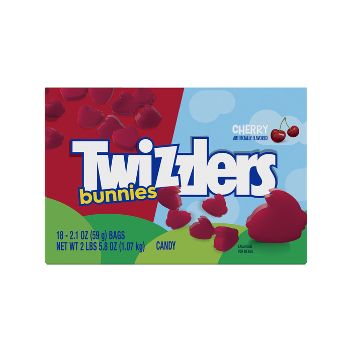 Image of TWIZZLERS Cherry Flavored Bunnies, Easter Candy Bags, 2.1 oz (18 Count) Packaging