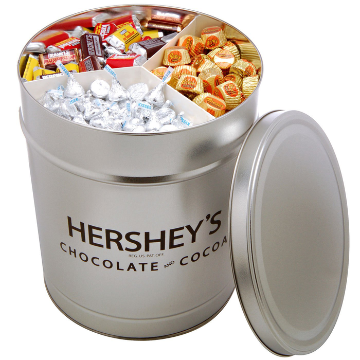 Hershey S Filled Silver Tin 15 Lbs Candy Gift Tins